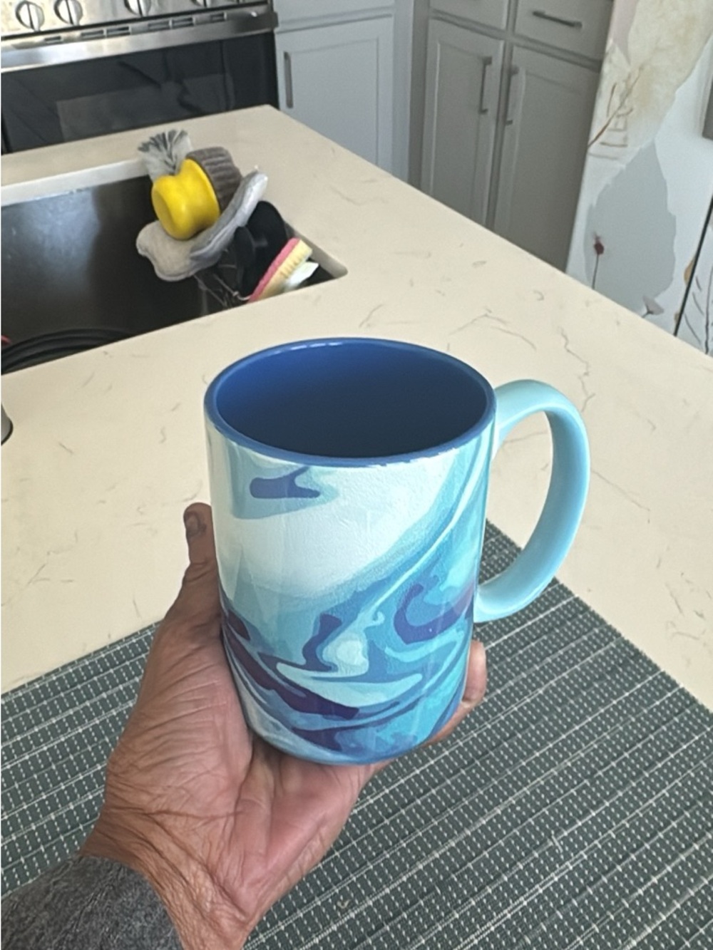 Marbled Blue Ceramic Coffee Mug